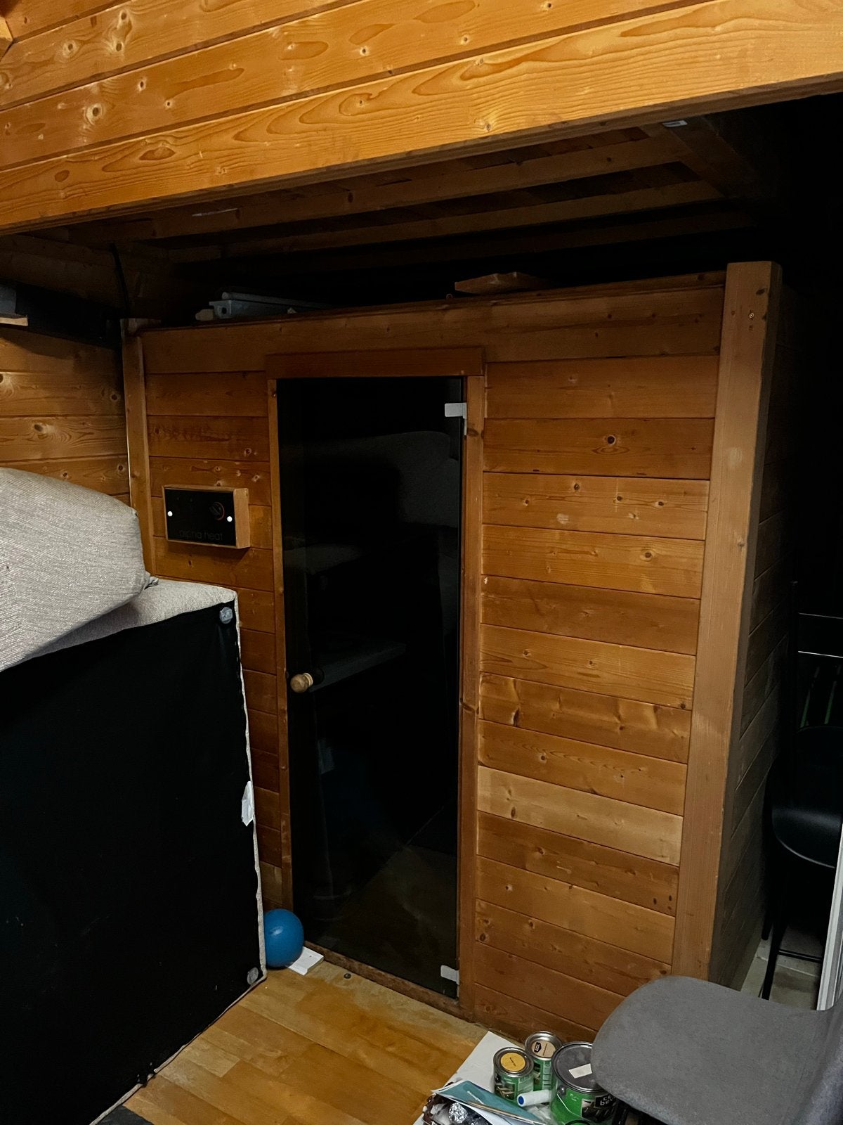 Sauna 200x200x200 met Alpha Heat 8kW kachel, Ophalen, Gebruikt, Fins of Traditioneel, Complete sauna