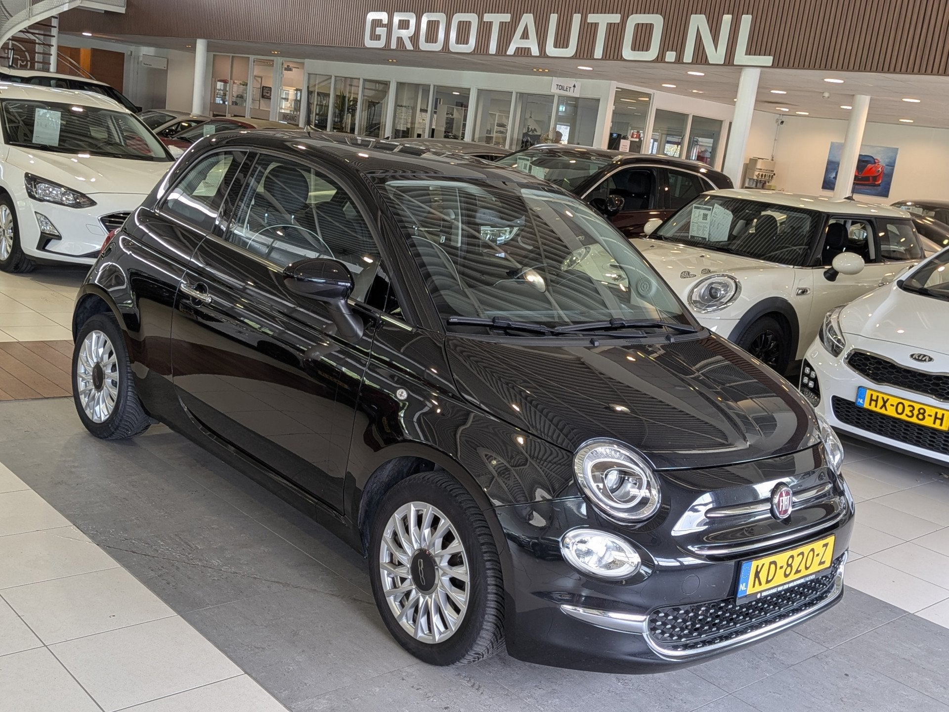 Fiat 500 0.9 TwinAir Turbo Lounge Airco, Panoramadak, Stuurb, Auto's, Voorwielaandrijving, Stof, Gebruikt, Origineel Nederlands