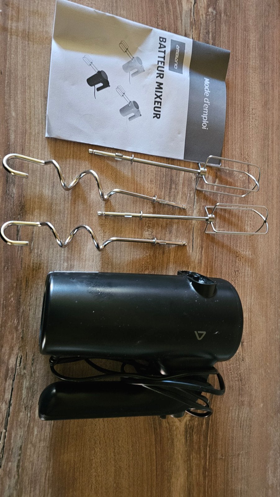 Ambiano Handmixer met kloppers en deeghaken, Ophalen of Verzenden, Zo goed als nieuw, Vaatwasserbestendig, 3 snelheden of meer