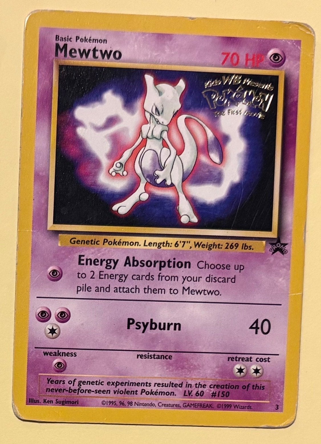 Pokémon Kaart Mewtwo 3, Ophalen of Verzenden, Gebruikt, Losse kaart