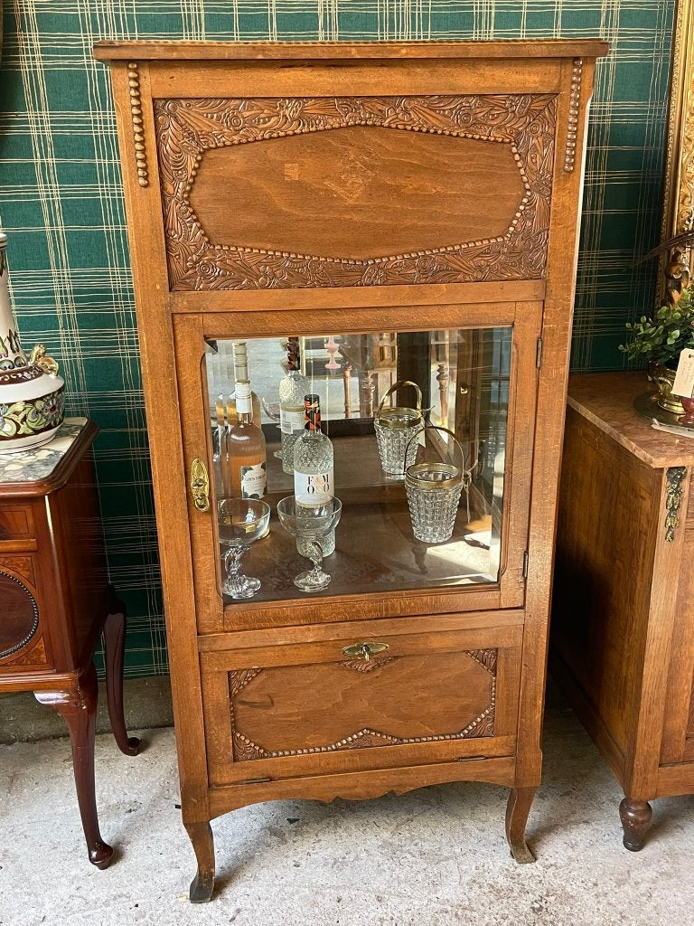 Art Deco Houten Vitrinekast Jaren ’30- Drankkast, Huis en Inrichting, Kasten | Vitrinekasten, Ophalen, Gebruikt, Met deur(en)