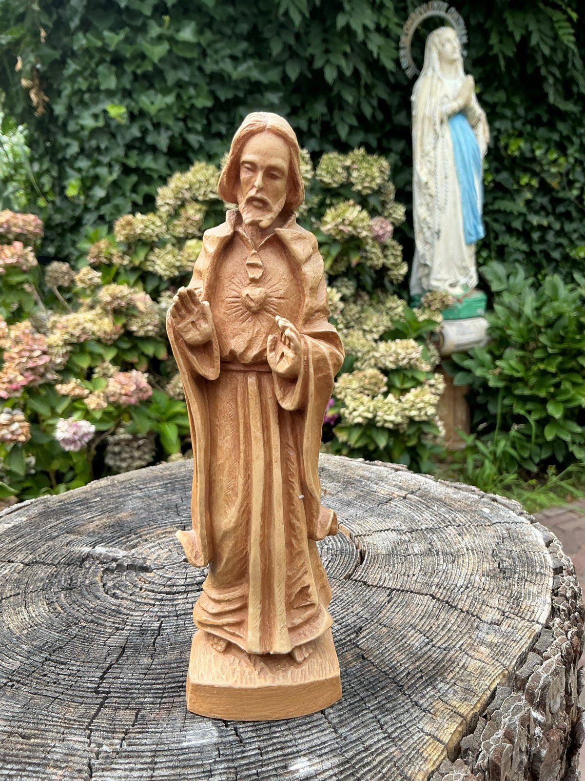 Italiaans oud houten heiligenbeeld ❤️ Jezus heilig hart, Antiek en Kunst, Ophalen of Verzenden