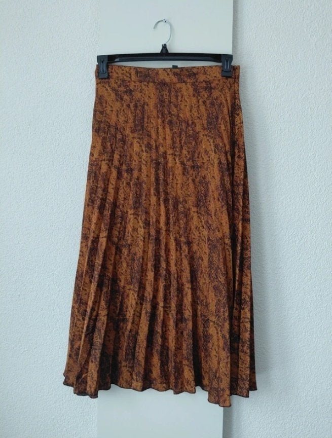 Eksept | maat S | prachtige maxi-rok, plisse, slangenprint, Bruin, Ophalen of Verzenden, Zo goed als nieuw, Eksept