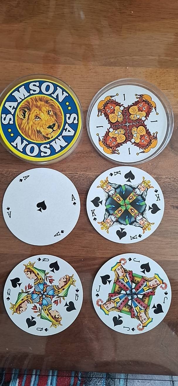 Samson speelkaarten - Rond - Vintage, Een of twee spelers, Ophalen of Verzenden, Gebruikt, Samson