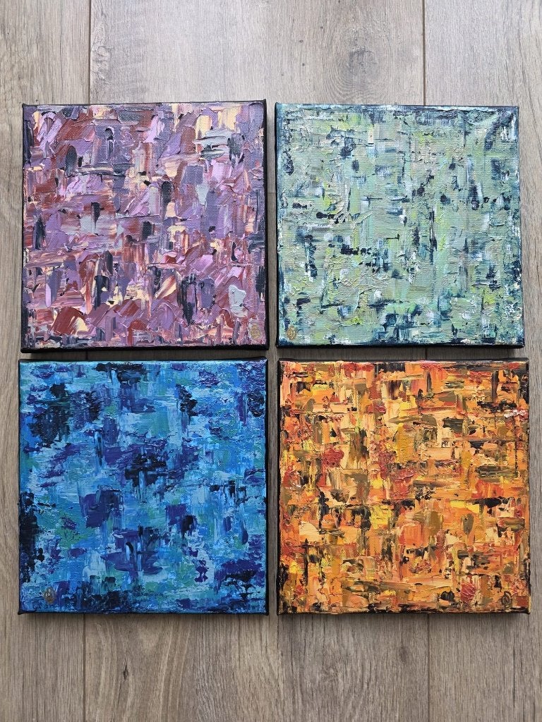 Seasons of Color – originele abstracte kunstcollectie 4x, Ophalen of Verzenden