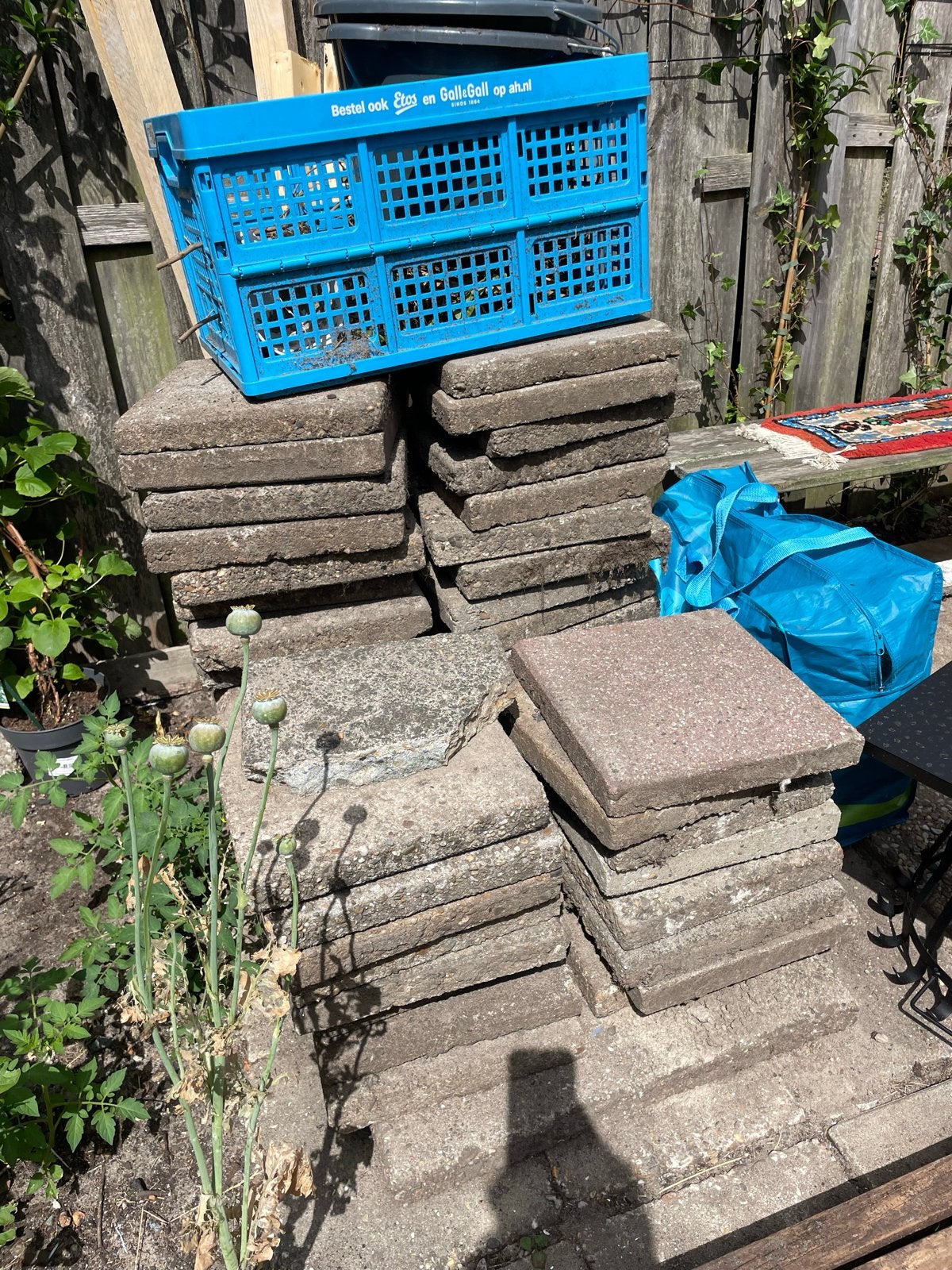Gratis tuintegels, Tuin en Terras, Tegels en Klinkers, Ophalen, Gebruikt, 10 m² of meer, Beton