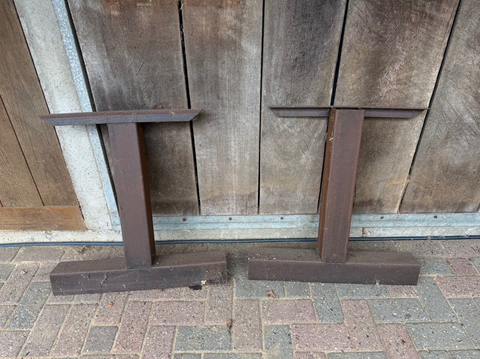 Metalen tafelpoten, Huis en Inrichting, Tafelonderdelen, Ophalen, 50 tot 100 cm, Vierkant, Zo goed als nieuw