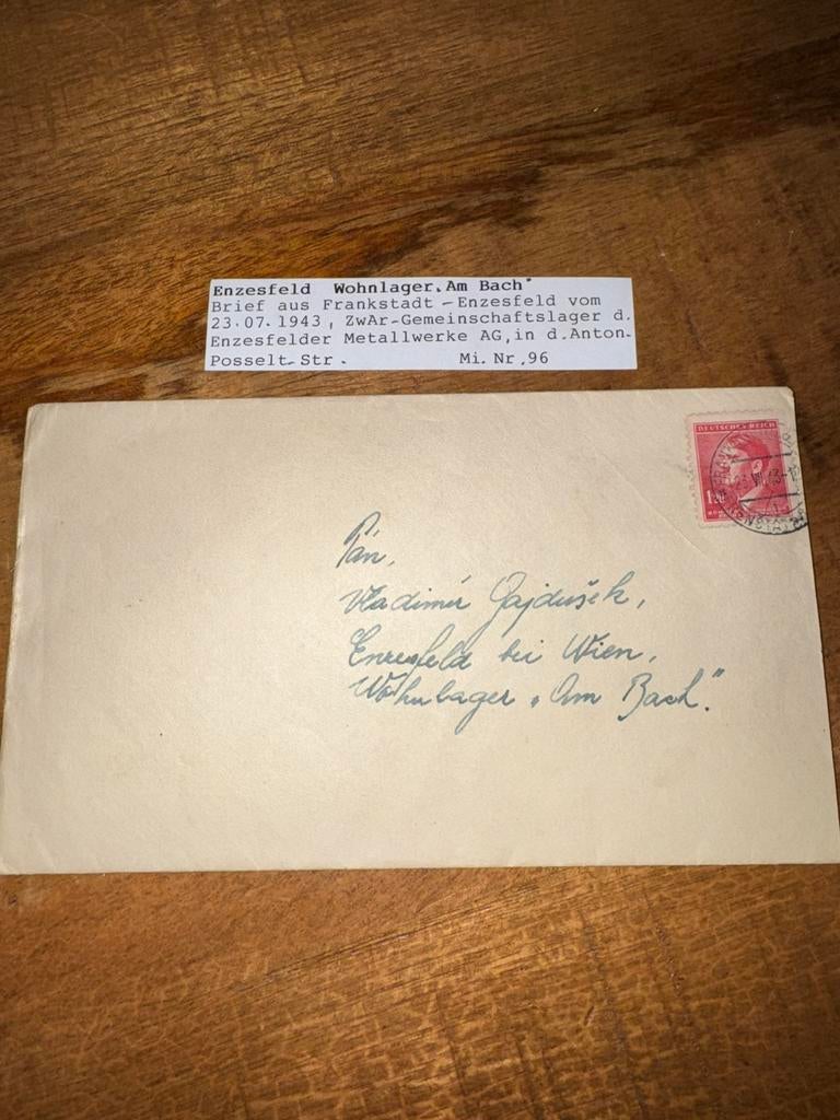 WO2 Zwangsarbeiter post Enzesfeld werkkamp 1943, Ophalen of Verzenden, Duitsland