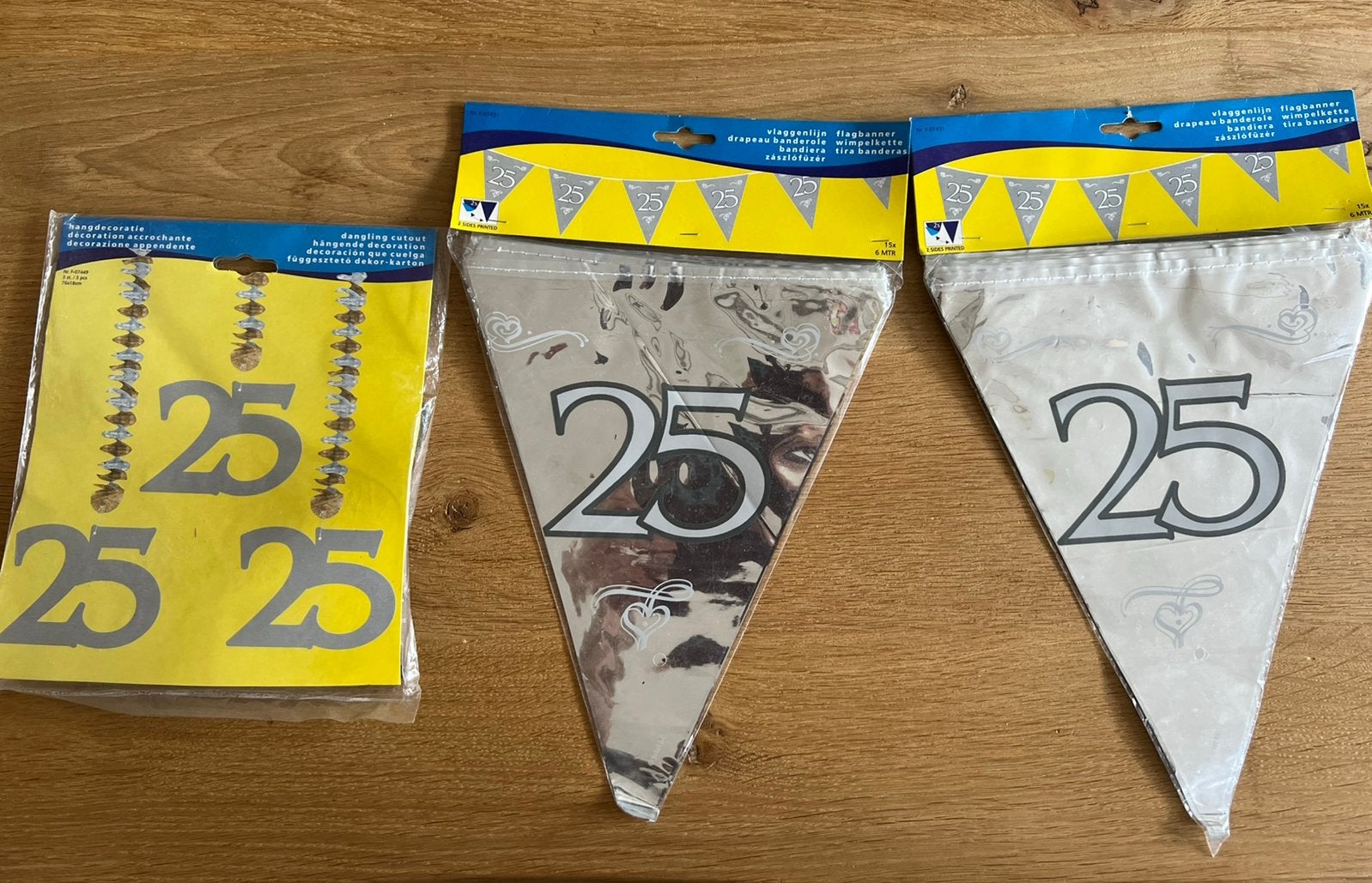 25 huwelijksjubileum: slinger en hangdecoratie, Ophalen of Verzenden, Nieuw, Versiering, Geboorte of Huwelijk
