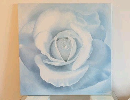 Schilderij: Blauwe Roos - Romantisch en Sfeervol, Antiek en Kunst, Kunst | Schilderijen | Klassiek, Doek, Realistisch, Olieverf