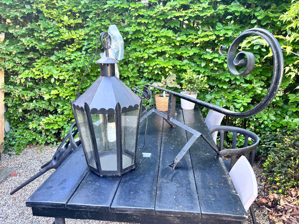 Klassieke gietijzeren Buitenlamp, Tuin en Terras, Buitenverlichting, Ophalen, Gebruikt, Wandlamp, Netvoeding