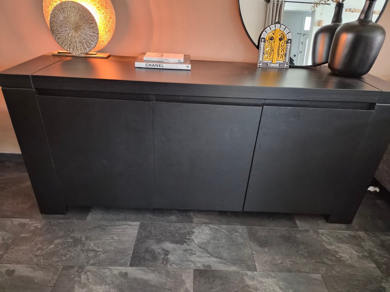 Zwart dressoir 180x80 cm, Huis en Inrichting, Ophalen, Gebruikt, 150 tot 200 cm, Overige houtsoorten