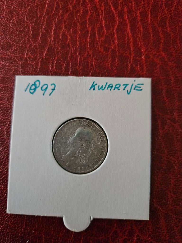 Zilveren Kwartje Koningin Wilhelmina 1897, Zilver, 25 cent, Ophalen of Verzenden, Koningin Wilhelmina