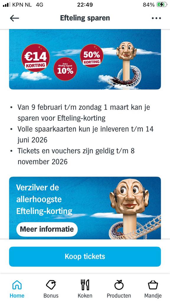Efteling spaarkaarten van AH, Verzamelen, Supermarktacties, Albert Heijn, Ophalen of Verzenden