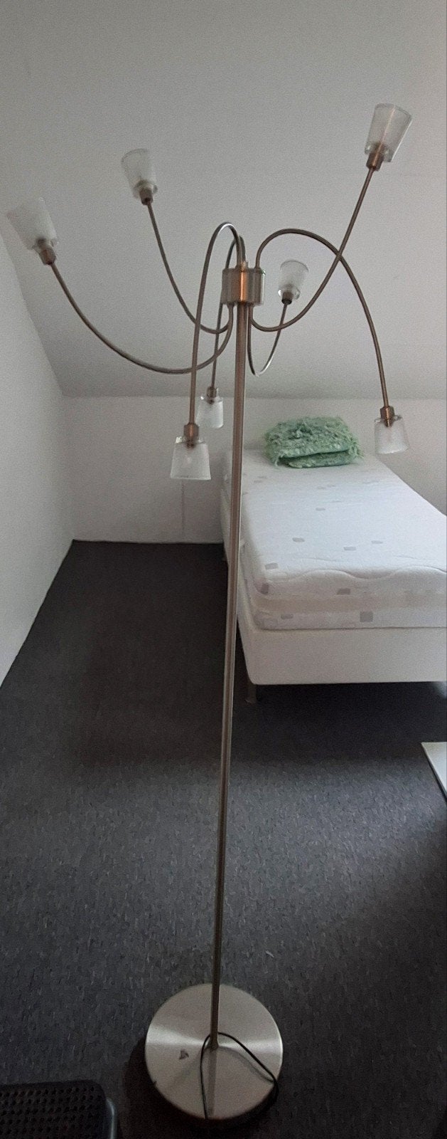 Moderne staande lamp met 6 flexibele armen, Huis en Inrichting, Ophalen, Gebruikt, Overige fittingen, Glas