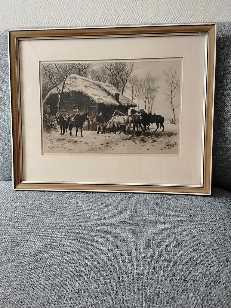Ets van W.C. Nakken, Ophalen, Dagelijks leven, Ets, Ingelijst