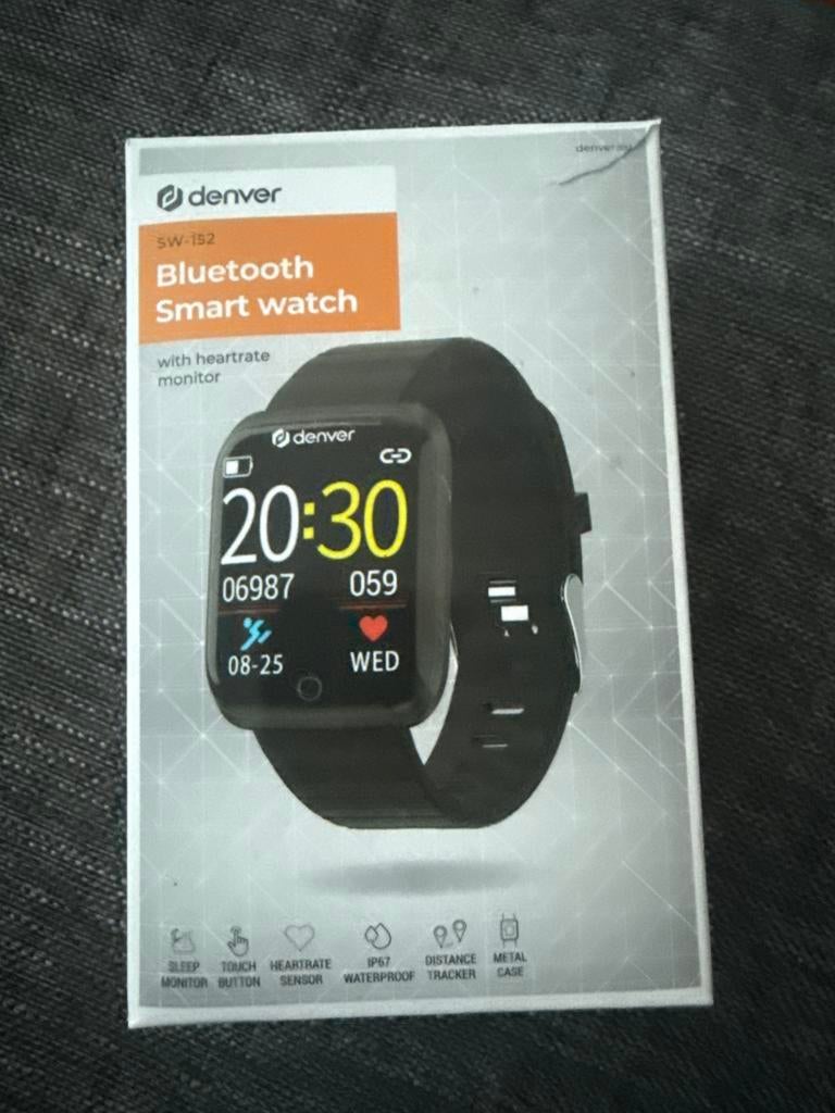 Denver SW-152 Bluetooth Smartwatch met hartslagmeter, Hartslag, Zwart, Nieuw, Ophalen of Verzenden