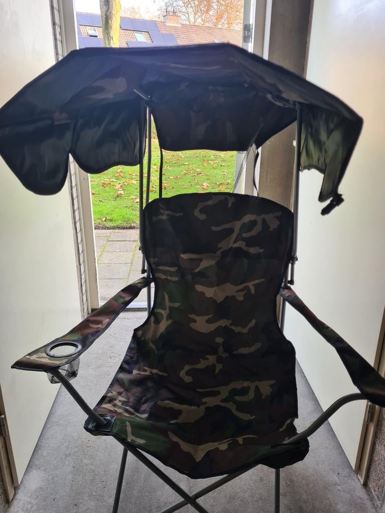 Visstoel met parasol - Camouflage, Watersport en Boten, Ophalen of Verzenden, Zo goed als nieuw