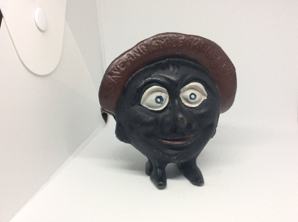 Gietijzeren "Save and Smile Money box" Spaarpot 10cm hoog, Verzamelen, Spaarpotten, Ophalen of Verzenden, Metaal of Blik, Overige thema's