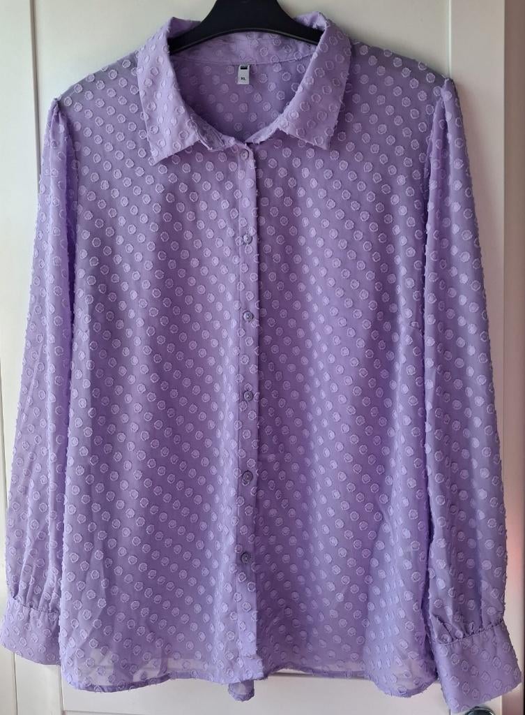Damesblouse met rondjesmotief lila Hema maat XL, Kleding | Dames, Paars, Maat 46/48 (XL) of groter, Ophalen of Verzenden, Zo goed als nieuw