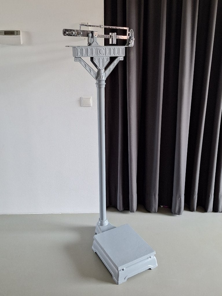 vintage antieke Seca personenweegschaal artdeco grijs chroom, Ophalen