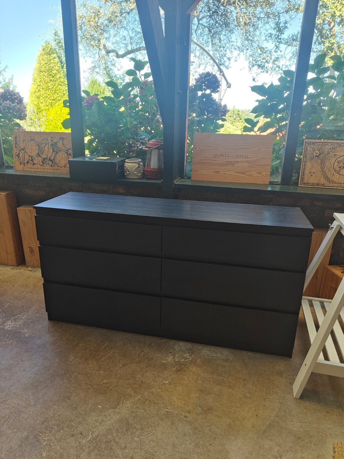 IKEA Malm ladekast zwartbruin, 6 lades, 160x78 cm, Ophalen, 5 laden of meer, 150 tot 200 cm, Zo goed als nieuw