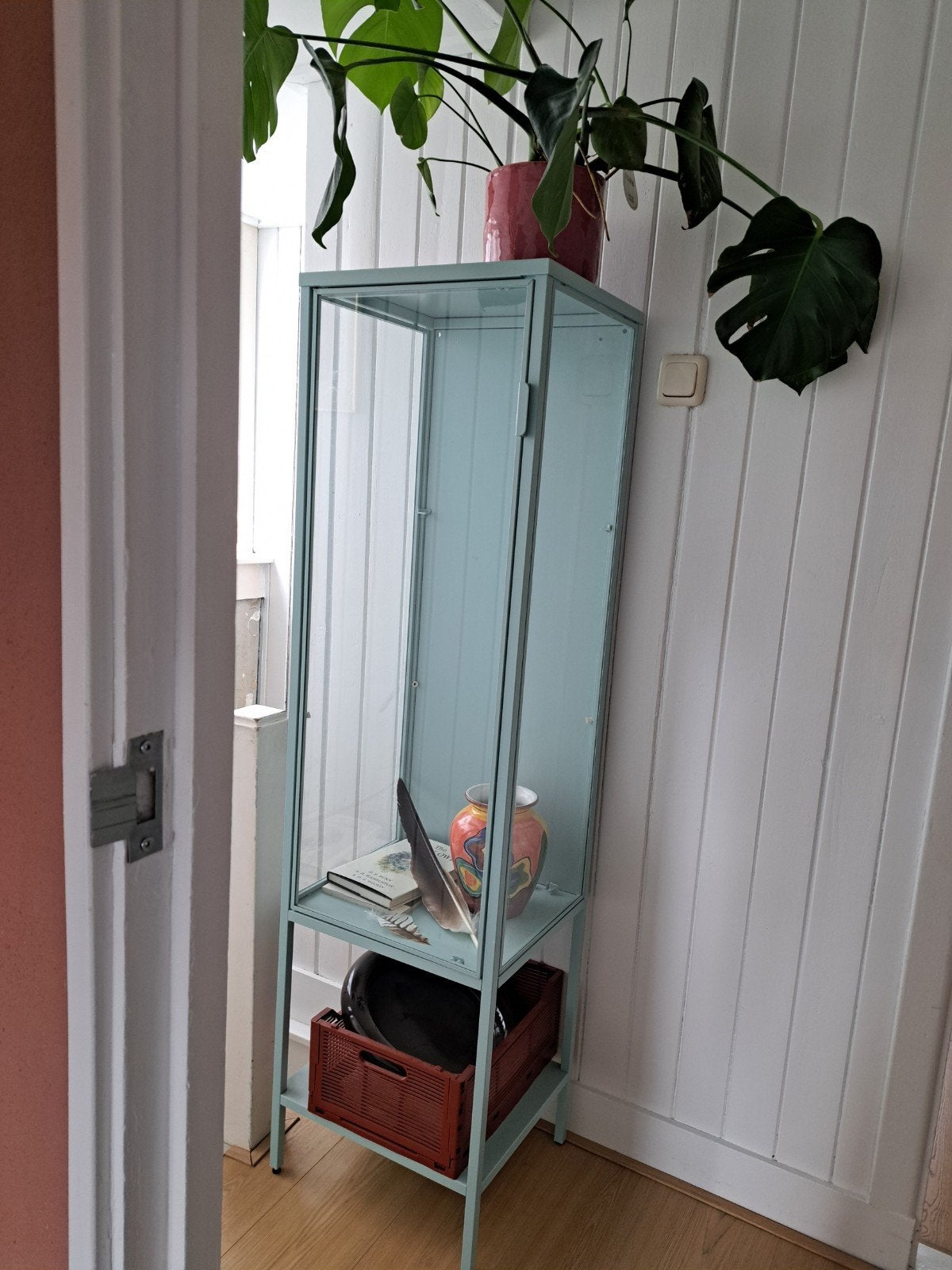 IKEA Rudsta vitrinekast - Lichtblauw/Mintgroen, Ophalen, Minder dan 50 cm, Modern, Industrieel, Glas
