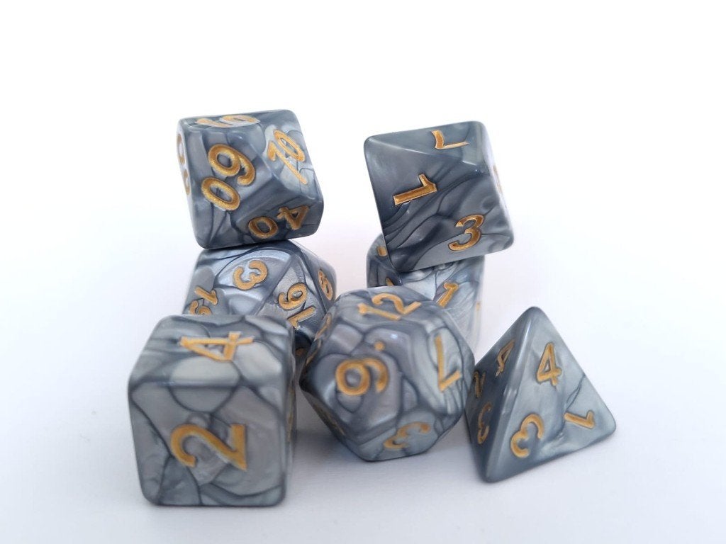 7-delige RPG Dobbelstenen Set – Storm Grey, Verkoop@didys.nl, Didy's, Toebehoren, Nieuw