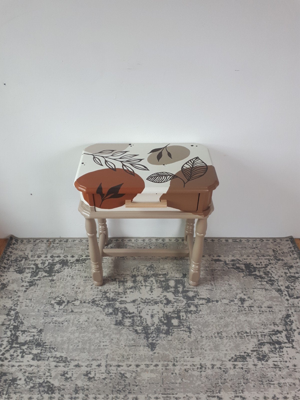 Uniek bijzettafeltje met botanische print, Ophalen of Verzenden, Gebruikt