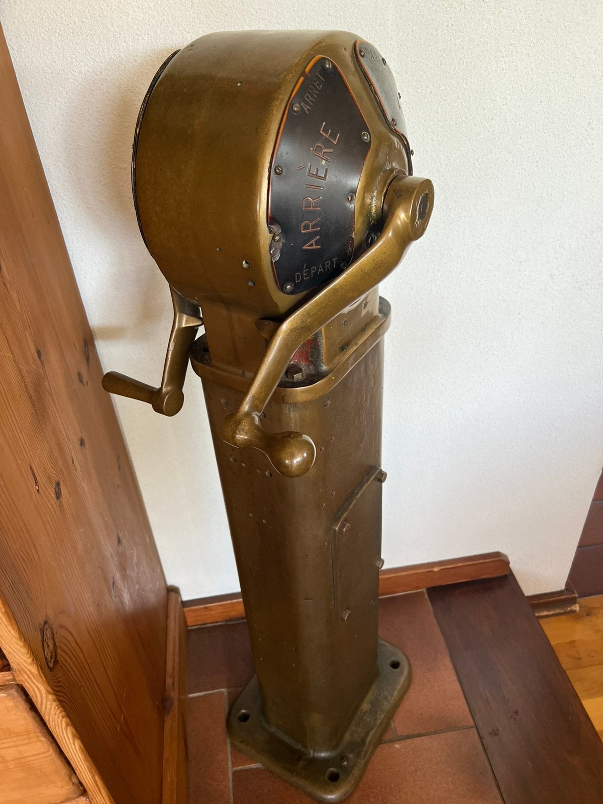 Zware MESSING en ZELDZAME Scheepstelegraaf Regulator 106 cm, Ophalen, Gebruikt, Communicatie