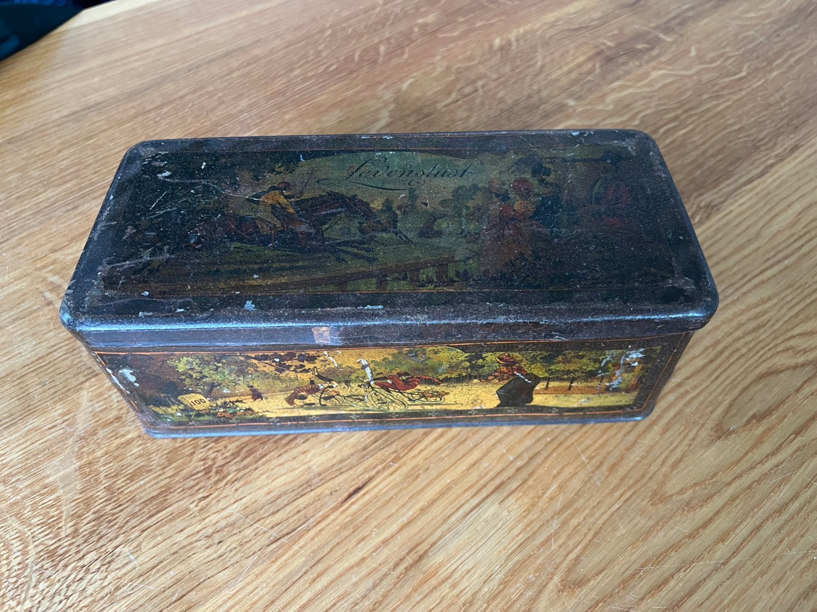 Antiek Sigarenblik 'Levenslust' C. Kaaij Alkmaar, Ophalen of Verzenden, Gebruikt, Tabaksdoos of Verpakking
