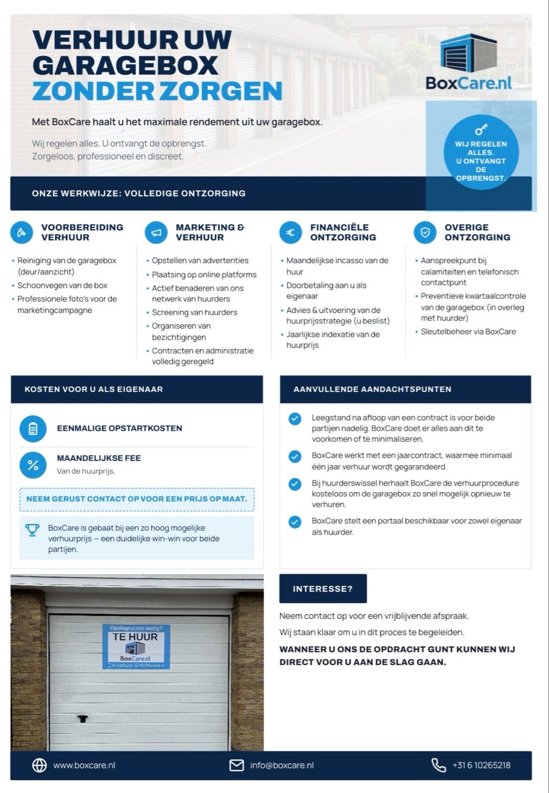 BoxCare Verhuurbeheer garagebox verhuur ontzorging, Auto diversen, Autostallingen en Garages