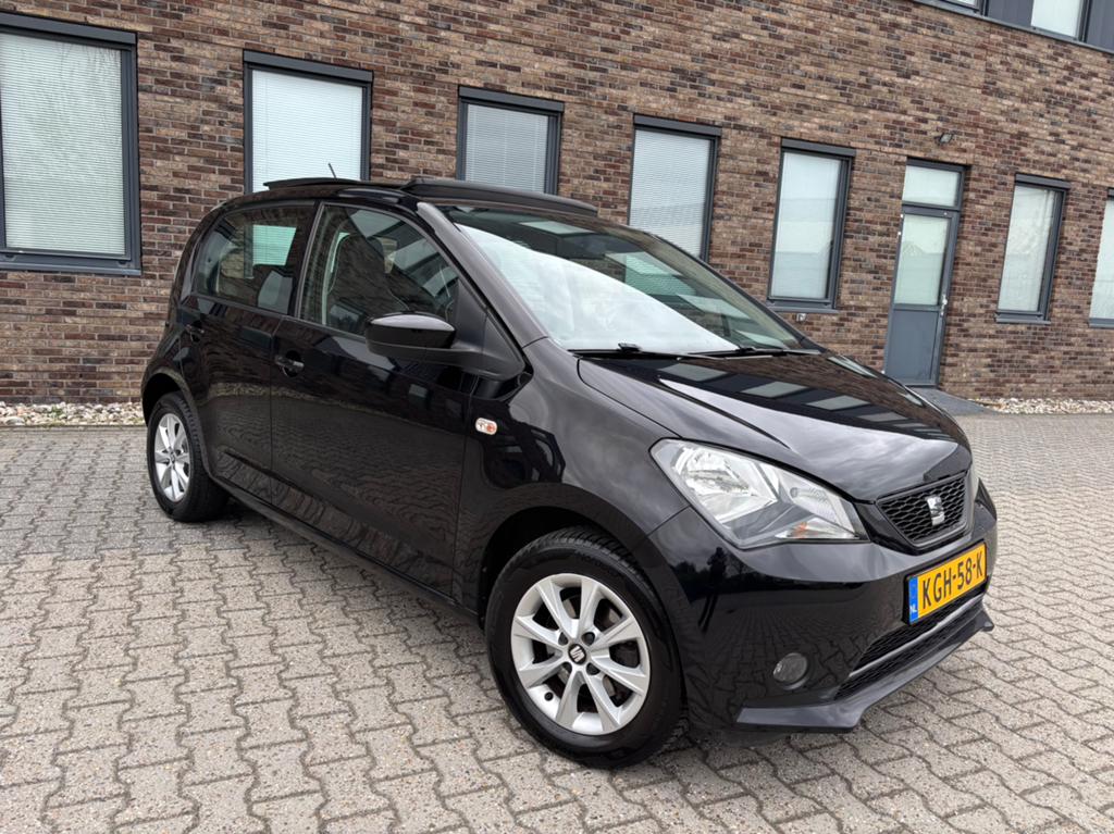 Seat Mii 1.0 5DRS 2017 Airco Cruise PDC Pano Stoelverw, Voorwielaandrijving, Zwart, 60 pk, Mii