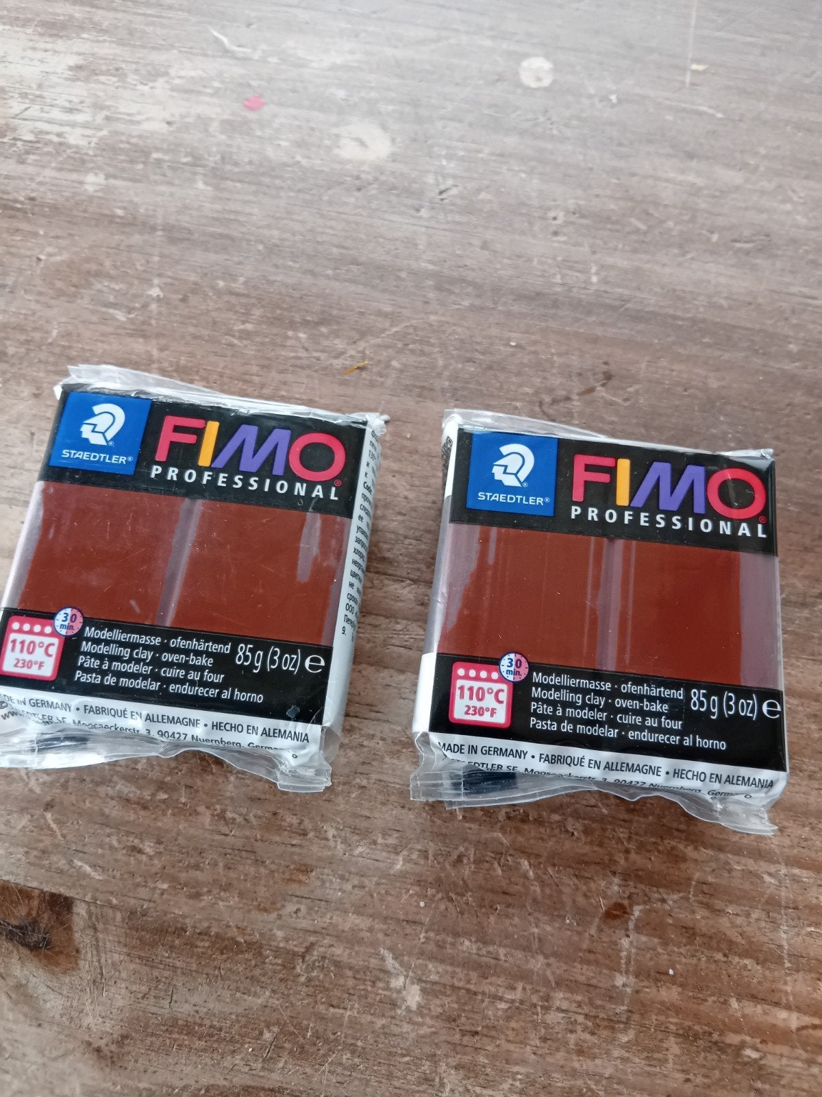 2x FIMO Professional Klei Bruin 85g - Ovenhardend, Hobby en Vrije tijd, Knutselen, Ophalen of Verzenden, Nieuw