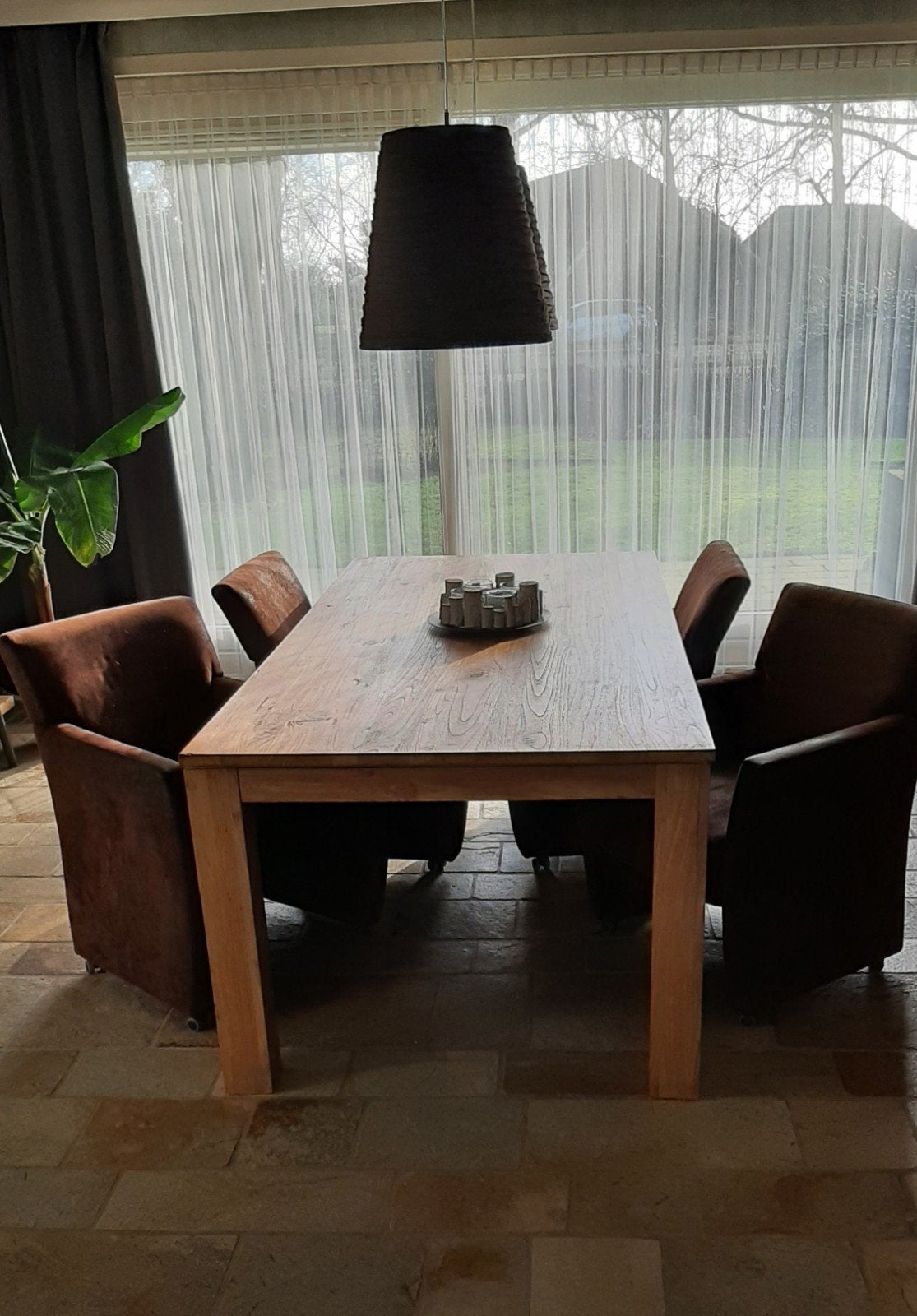 Te koop massief Teak eetkamertafel. Maten 200 x 100 x 76 cm., Ophalen, Rechthoekig, 200 cm of meer, 50 tot 100 cm