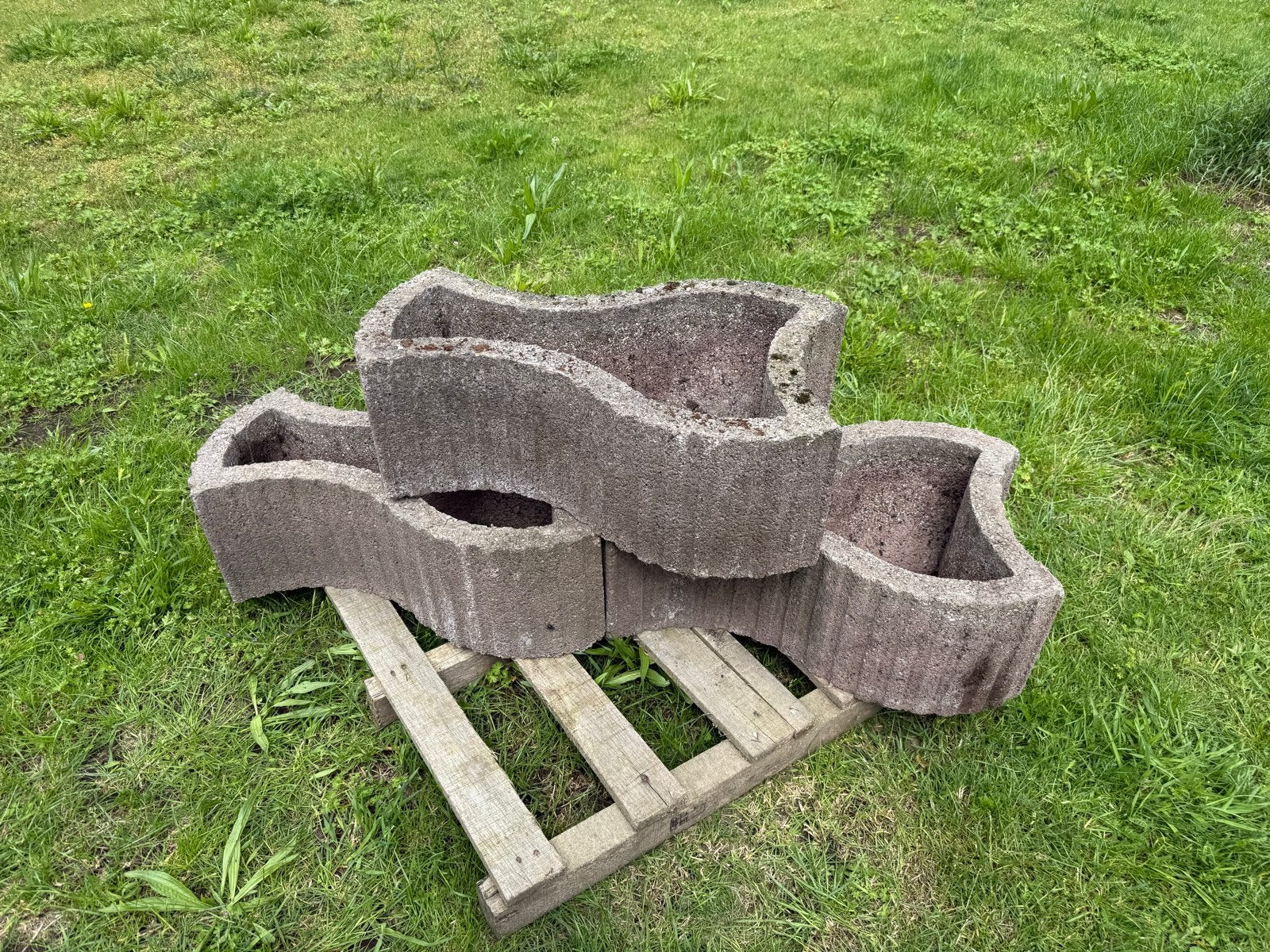 9 Stapelbare betonnen plant- of bloembakken (41x63x24,5cm), Ophalen, Gebruikt, Minder dan 30 cm, Balkon