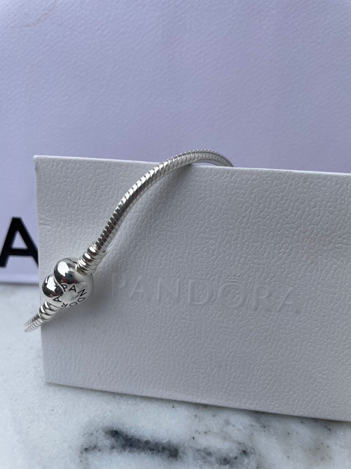 Pandora hart & snake chain armband, 21 cm, Verzenden, Zo goed als nieuw, Zilver, Zilver