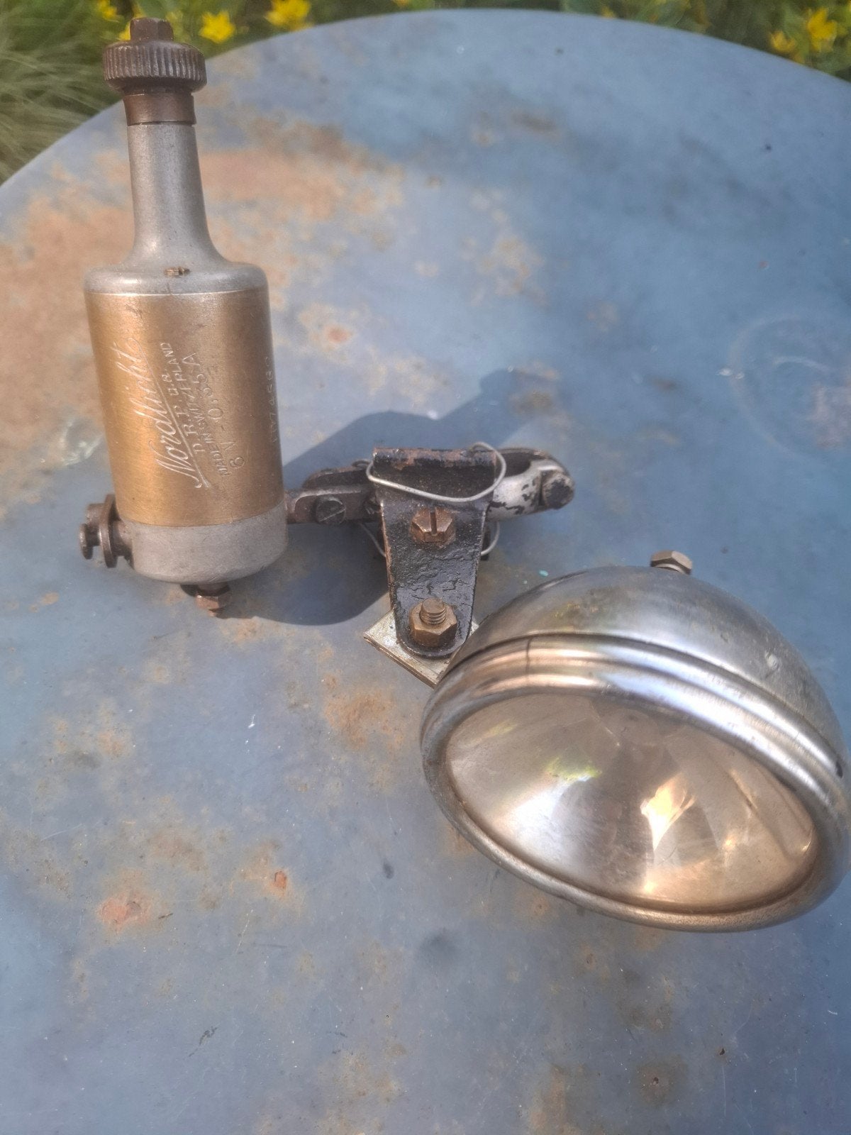 Set nordlicht antieke fietslamp en dynamo, Ophalen of Verzenden, Gebruikt, Oldtimerfiets, Verlichting