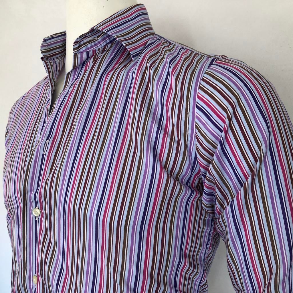 Etro Milano shirt - overhemd - fresh stripe heren, Verzenden, Zo goed als nieuw, Overige kleuren, Halswijdte 38 (S) of kleiner