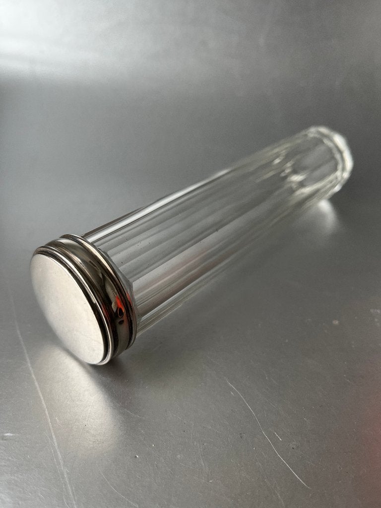 Glazen fles met zilveren dop, Ophalen of Verzenden, Zilver