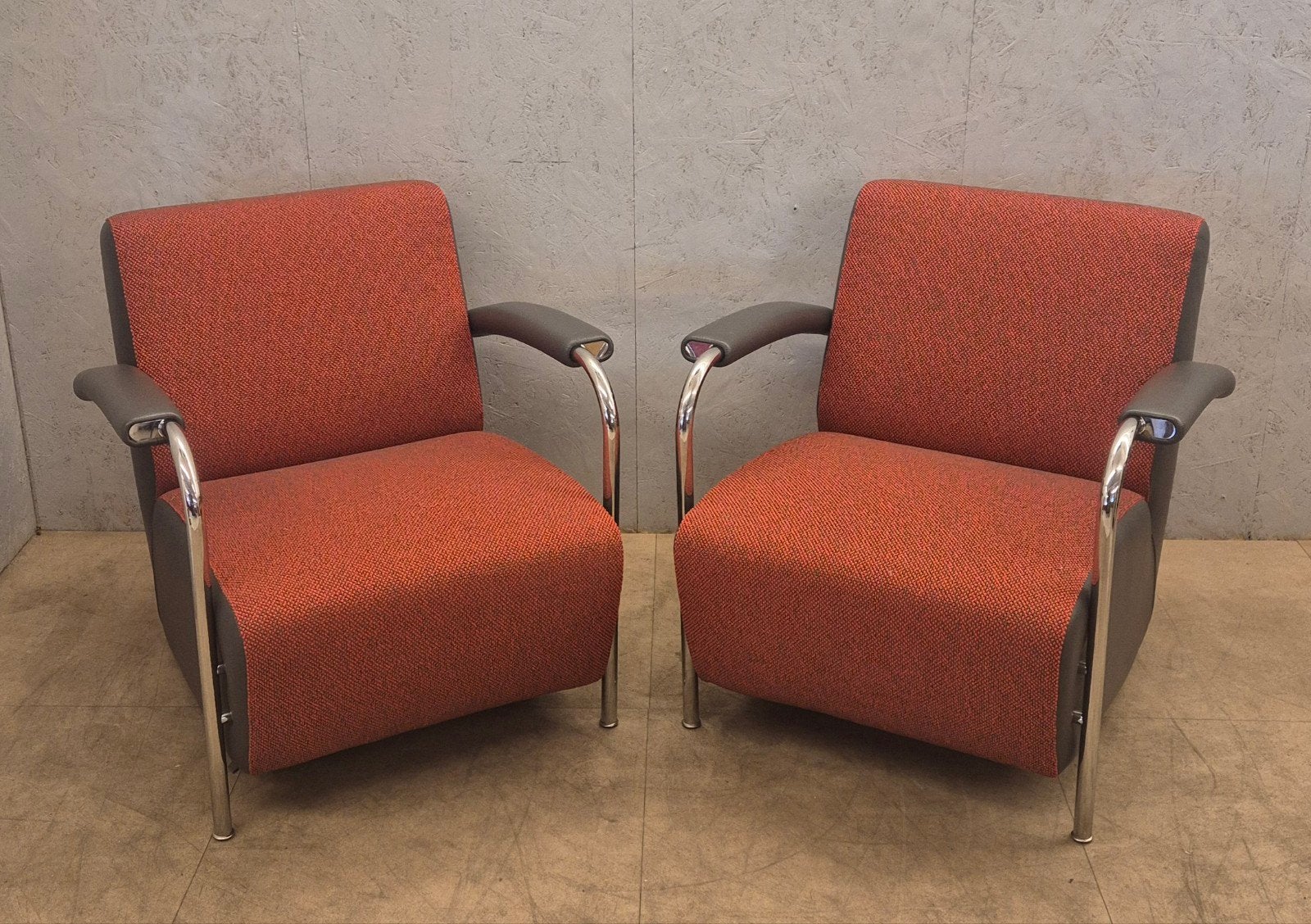 Leolux Scylla fauteuils ontwerp Gerard Vollenbrock, 4 stuks, Ophalen, Leolux, Leer, 75 tot 100 cm