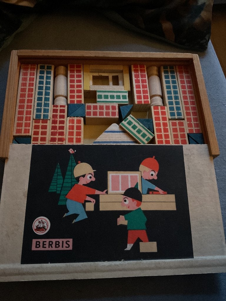 Berbis houten bouwblokken, Antiek en Kunst, Ophalen of Verzenden