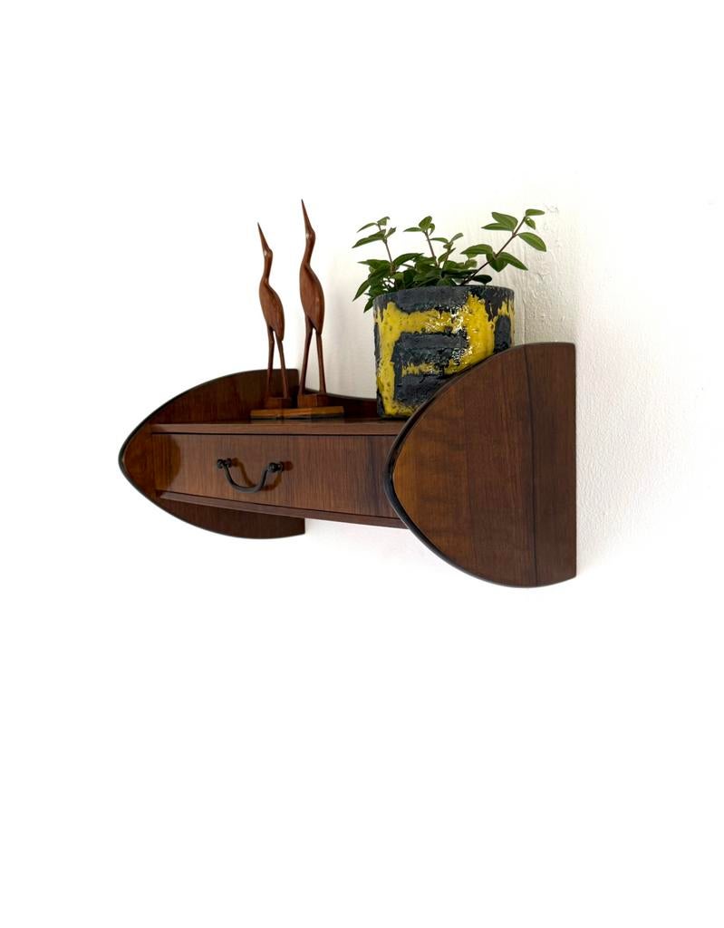 Vimtage Deense mahoniehouten wandconsole ‘60, Ophalen of Verzenden, Zo goed als nieuw