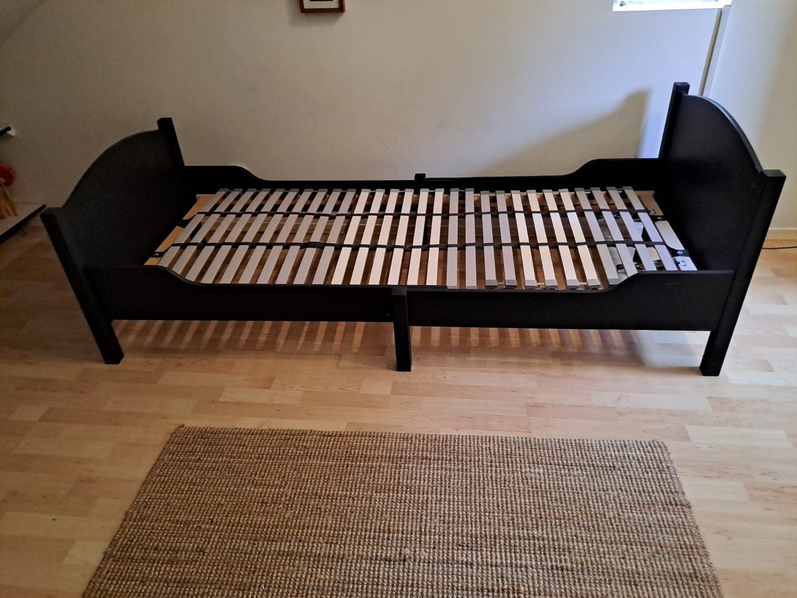 IKEA Ateles bed met verstelbare lattenbodem, Ophalen, 90 cm, Eenpersoons, Zwart
