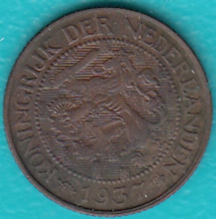 Nederland 1 cent 1937 Wilhelmina, Sch. 994 in munthouder, Postzegels en Munten, Munten | Nederland, Ophalen of Verzenden, Koningin Wilhelmina