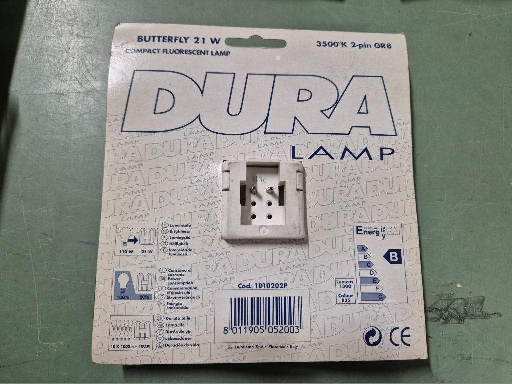 DURA LAMP BUTTERFLY 21 WATT SPAARLAMP 2 PINS GR8, Ophalen of Verzenden, Nieuw, E27 (groot), Led-lamp