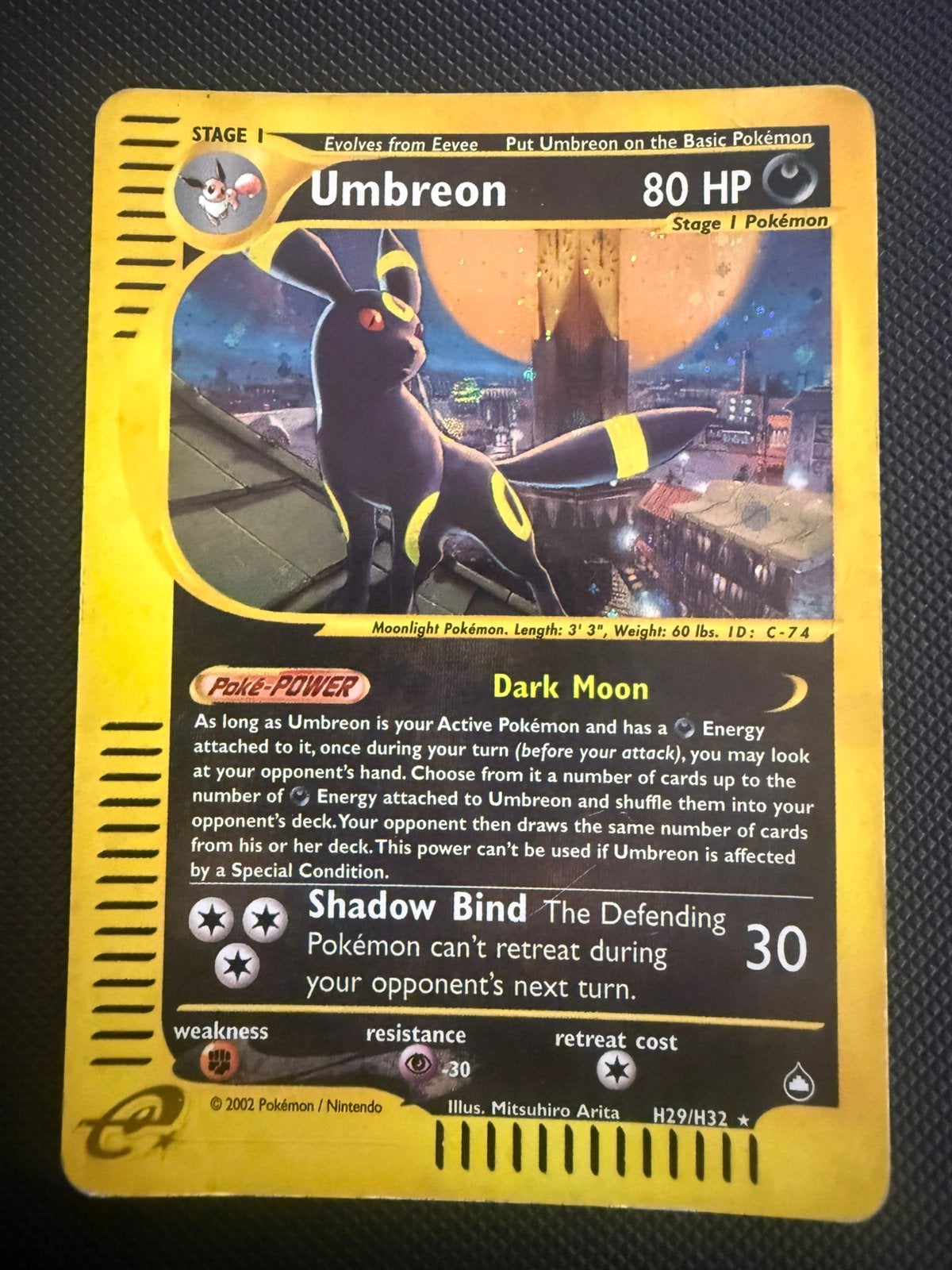 Pokemon Umbreon H29 Aquapolis holo kleine swirl, Ophalen, Zo goed als nieuw