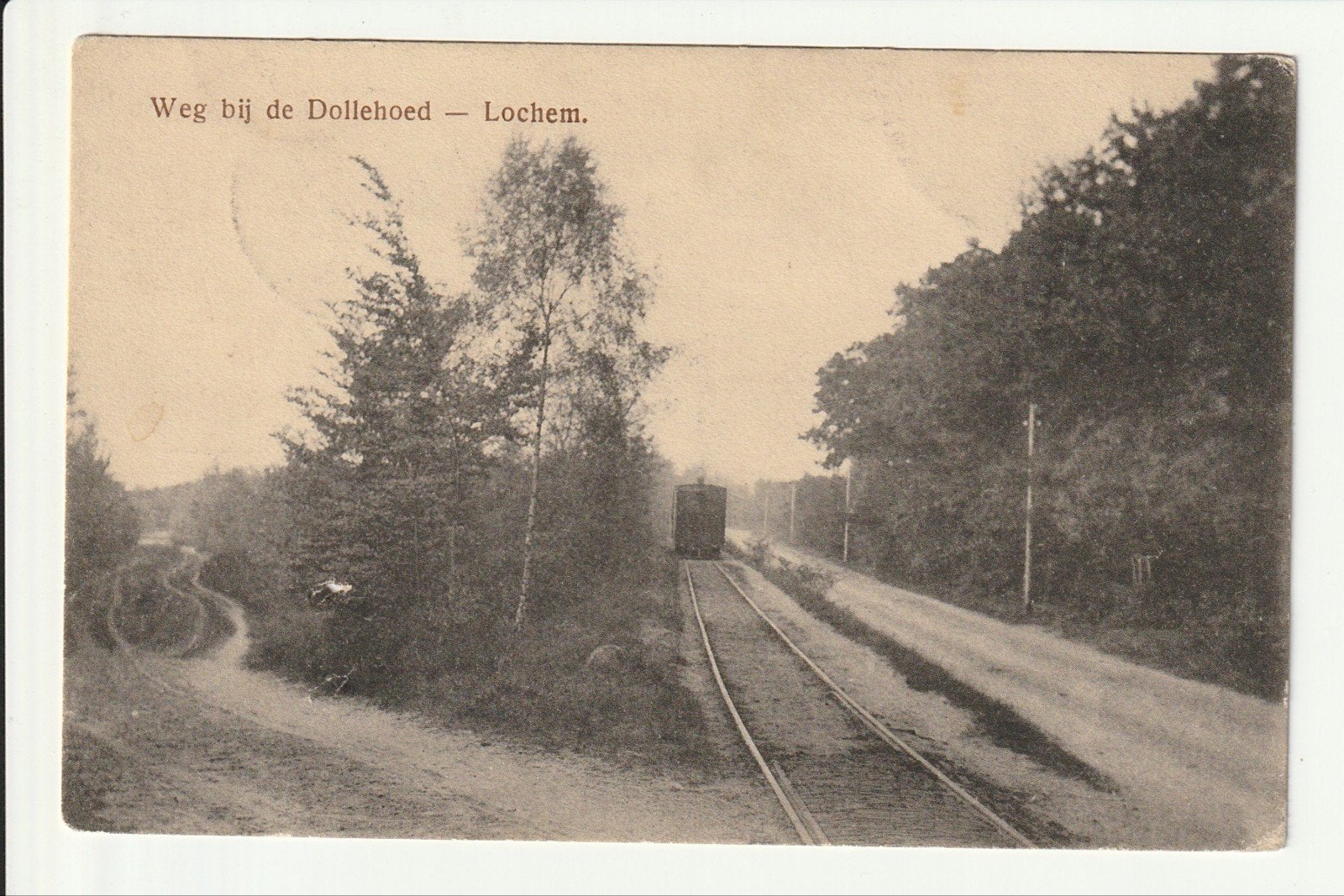 LOCHEM WEG BIJ DE DOLLEHOED STOOMTRAM LOCOMOTIEF ZANDPAD BOS, Ophalen of Verzenden, Voor 1920, Gelopen, Gelderland