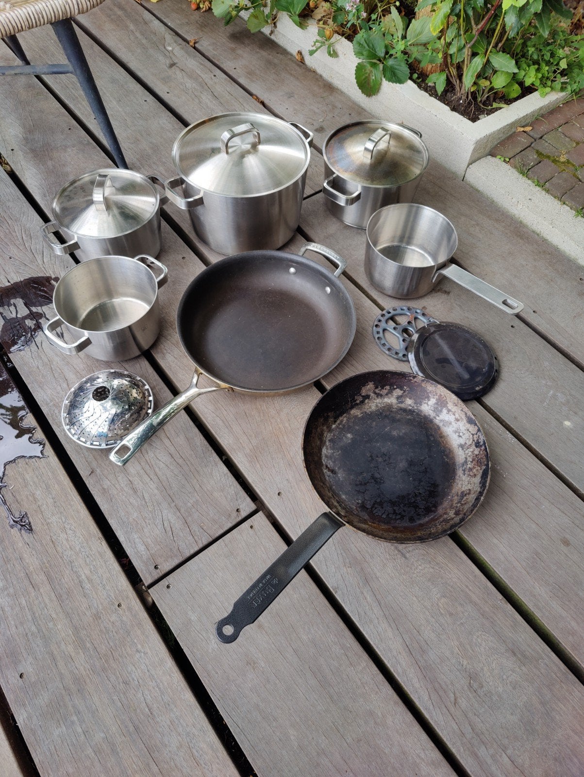 Uitgebreide pannenset: BK, Le Creuset, De Buyer, Ophalen, Gebruikt, BK, Pannenset