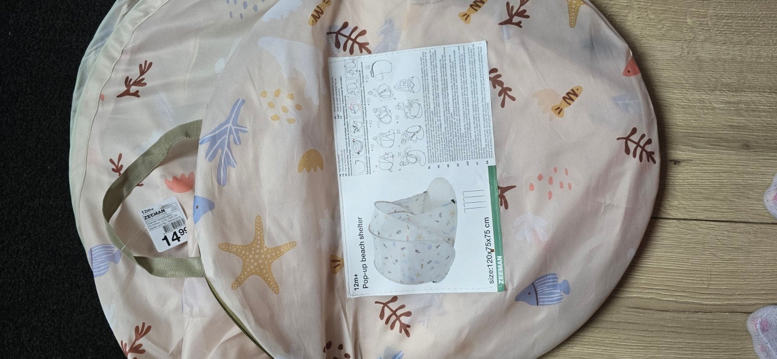 Zeeman Pop-up strandtentje/speeltentje wit, Ophalen, Zo goed als nieuw